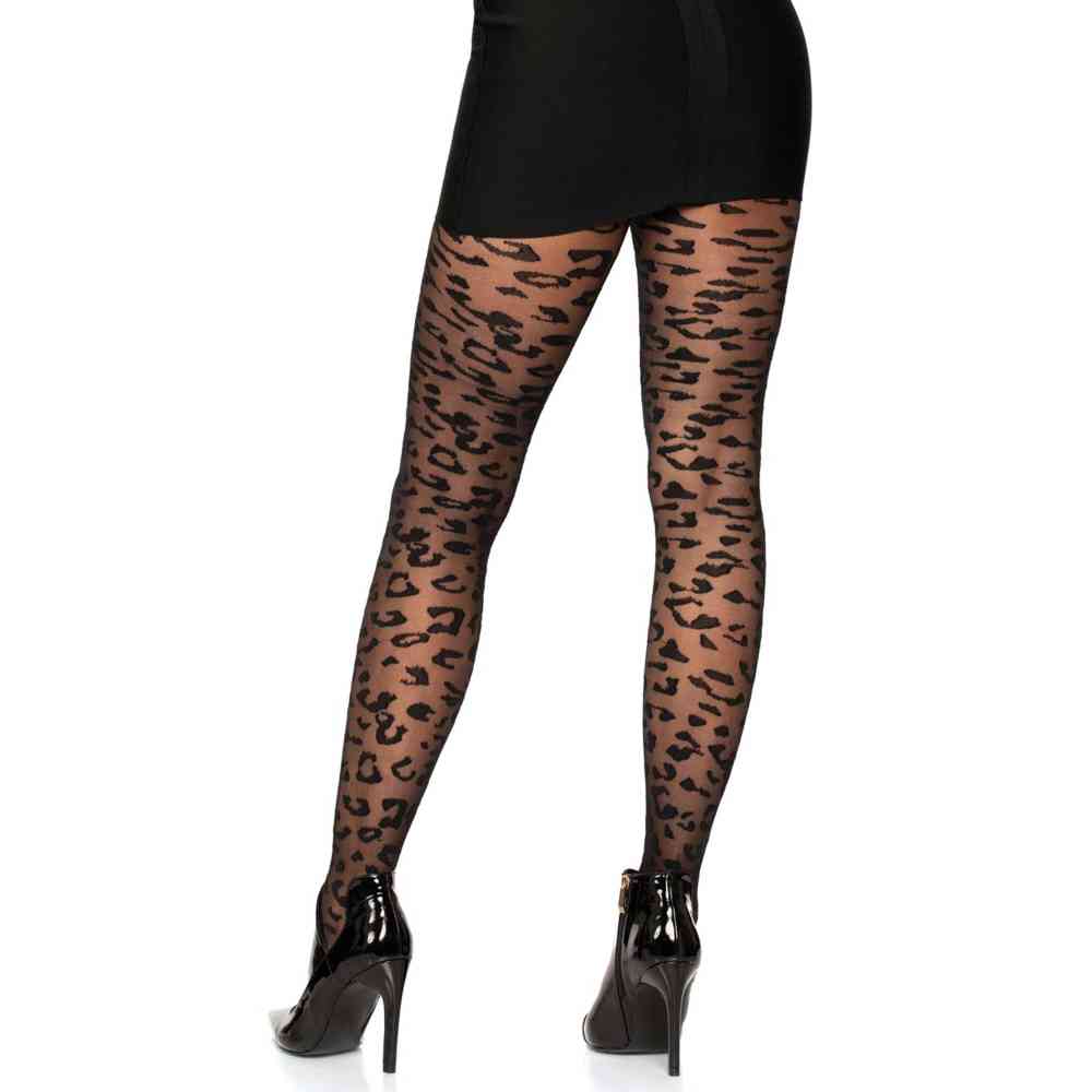 Leg Avenue - Sheer Leopard Collants - Noir